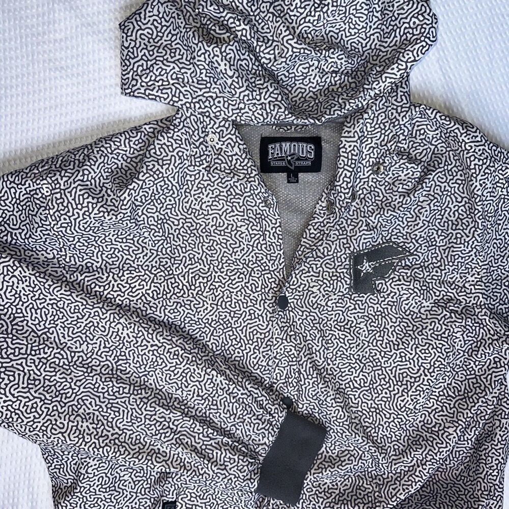 Famous Stars and Straps Blast Elephant Print windbreaker size L *see description